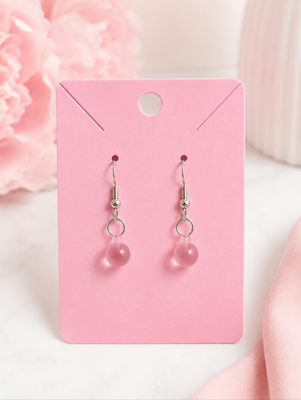 Y2K Bubblegum Pink Orb Earrings ✨ Glossy Acrylic Candy Dangles Handmade